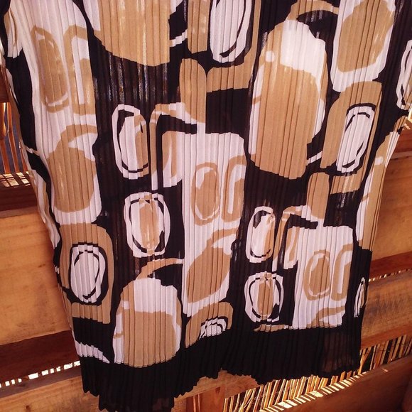 Vintage Y2K Pleated Blouse Sz-L Ringer Mod Print - Picture 9 of 10